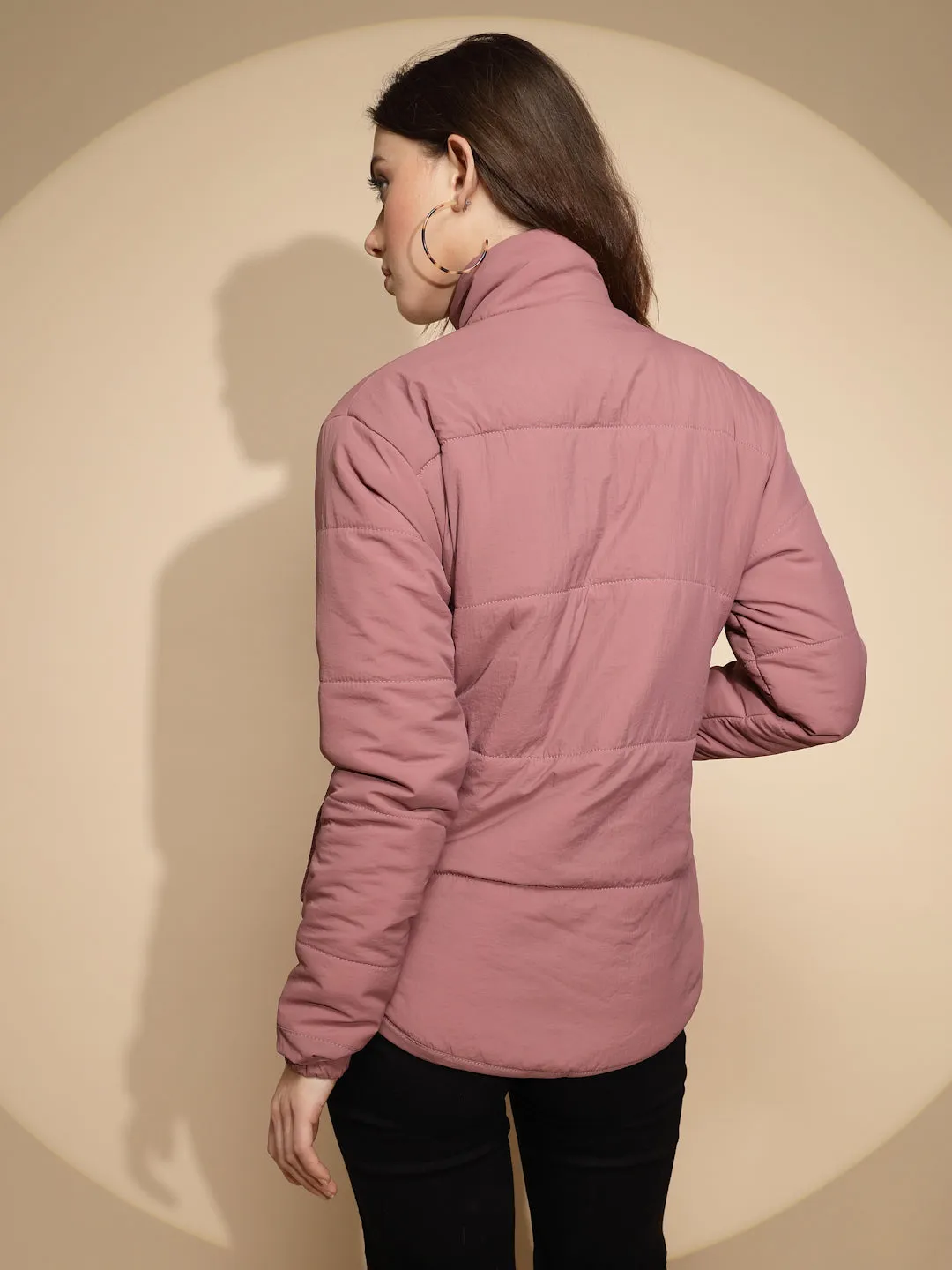 Women Plum Solid Turtle Neck Full Sleeve Regular fit Jacket